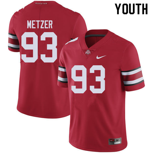 Youth #93 Jake Metzer Ohio State Buckeyes College Football Jerseys Sale-Red